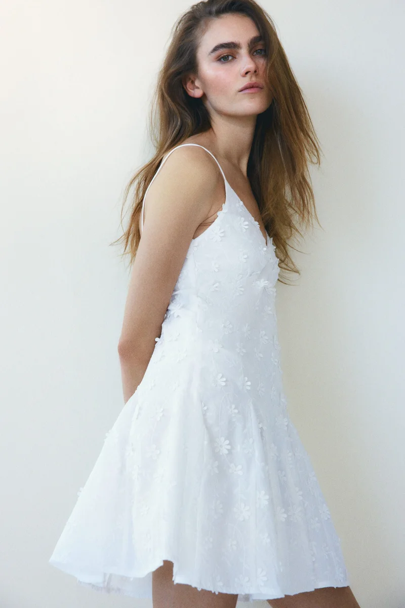 H&M Floral Embroidery Mini Dress