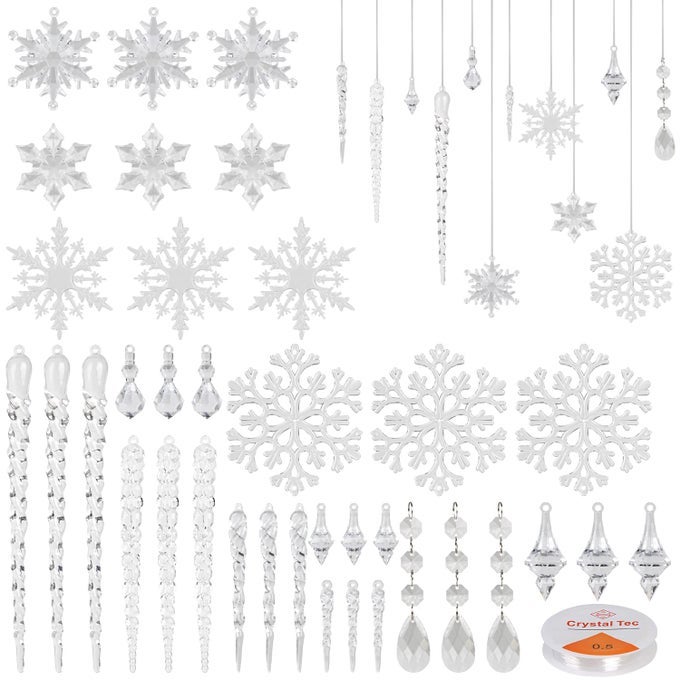 36 PCS CHRISTMAS HANGING DECORATION ACRYLIC CRYSTAL ORNAMENTS CHRISTMAS TREE DECORATION FOR XMAS WEDDING FESTIVAL HOME PARTY SUPPLIES