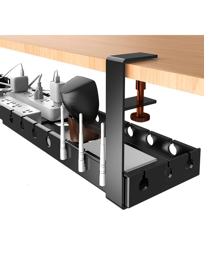 AROAQ Cable Management Tray Under The Desk, Designed for Organizing Power Strips, Cable Ties, Wall-Mounted Hidden Cable Channels, Adjustable Wire Shelves, Desk Cable Management Boxes, Router And Data Cable Holders, Cable Management Boxes, Desktop Cable Organizers, Travel Accessories; Essential Items for Travel; Suitable for Trips And Outings, for Use in Homes, Offices, Desks, Bedrooms, And Living Rooms 15.7 Inches Extenable  - Image 3
