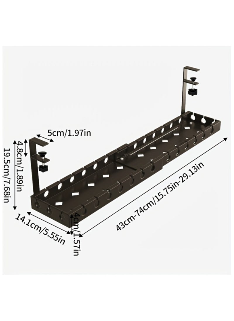 AROAQ Cable Management Tray Under The Desk, Designed for Organizing Power Strips, Cable Ties, Wall-Mounted Hidden Cable Channels, Adjustable Wire Shelves, Desk Cable Management Boxes, Router And Data Cable Holders, Cable Management Boxes, Desktop Cable Organizers, Travel Accessories; Essential Items for Travel; Suitable for Trips And Outings, for Use in Homes, Offices, Desks, Bedrooms, And Living Rooms 15.7 Inches Extenable  - Image 4