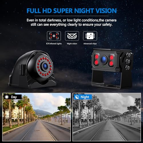 DVKNM نظام كاميرا خلفية RV بدقة 4K DVKNM مع شاشة تعمل باللمس مقاس 10.36 بوصة مقسمة إلى 4 أجزاء و 4 كاميرات خلفية بدقة 1080P وتسجيل DVR وموسيقى بلوتوث وتشغيل فيديو عبر USB ومقاومة للماء IP69 ورؤية ليلية لمقطورة RV والشاحنات وغيرها. - Image 4