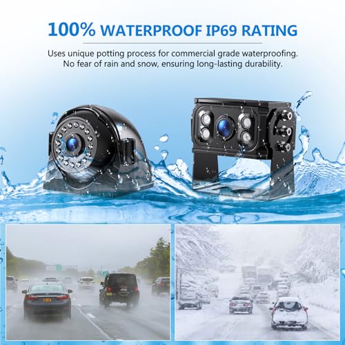 DVKNM نظام كاميرا خلفية RV بدقة 4K DVKNM مع شاشة تعمل باللمس مقاس 10.36 بوصة مقسمة إلى 4 أجزاء و 4 كاميرات خلفية بدقة 1080P وتسجيل DVR وموسيقى بلوتوث وتشغيل فيديو عبر USB ومقاومة للماء IP69 ورؤية ليلية لمقطورة RV والشاحنات وغيرها. - Image 5