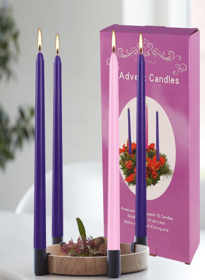 Howemon 16 Pack Advent Taper Candles Premium Hand Dipped 10in Unscented Christmas Taper Candles - Ideal for Seasonal Celebrations, Holidays, Church, Celebration, Party - Image 2