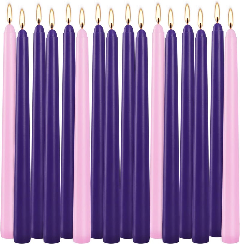 Howemon 16 Pack Advent Taper Candles Premium Hand Dipped 10in Unscented Christmas Taper Candles - Ideal for Seasonal Celebrations, Holidays, Church, Celebration, Party - Image 1