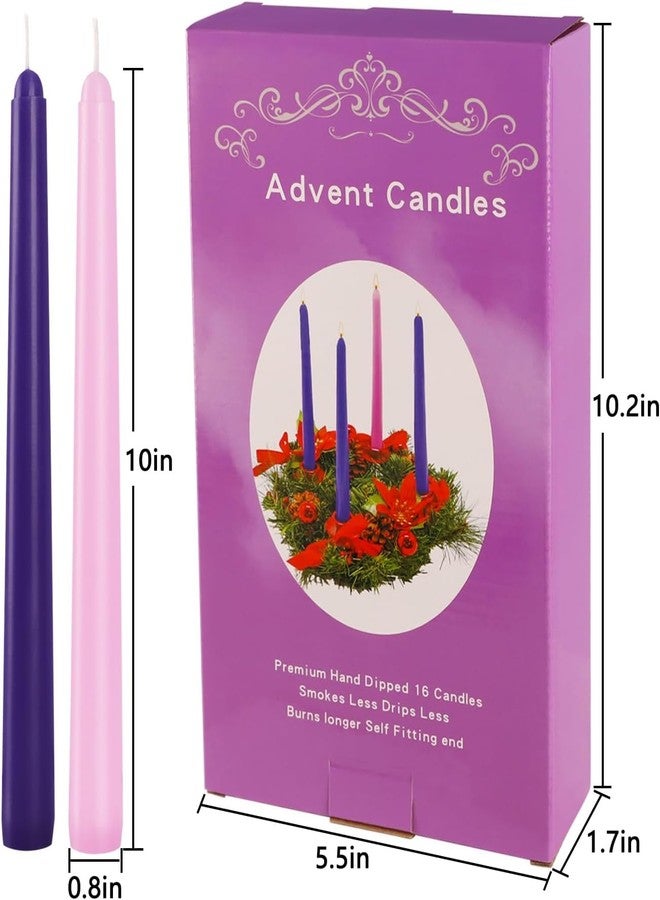 Howemon 16 Pack Advent Taper Candles Premium Hand Dipped 10in Unscented Christmas Taper Candles - Ideal for Seasonal Celebrations, Holidays, Church, Celebration, Party - Image 4