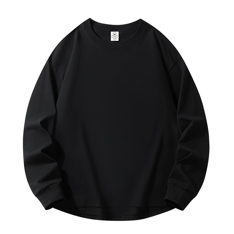 230g Heavyweight Pure Color Swallowtail Long-Sleeved Bottoming T-Shirt Loose Off-Shoulder Combed Cotton Same Style for Men and Women - 10X1000 - Image 2