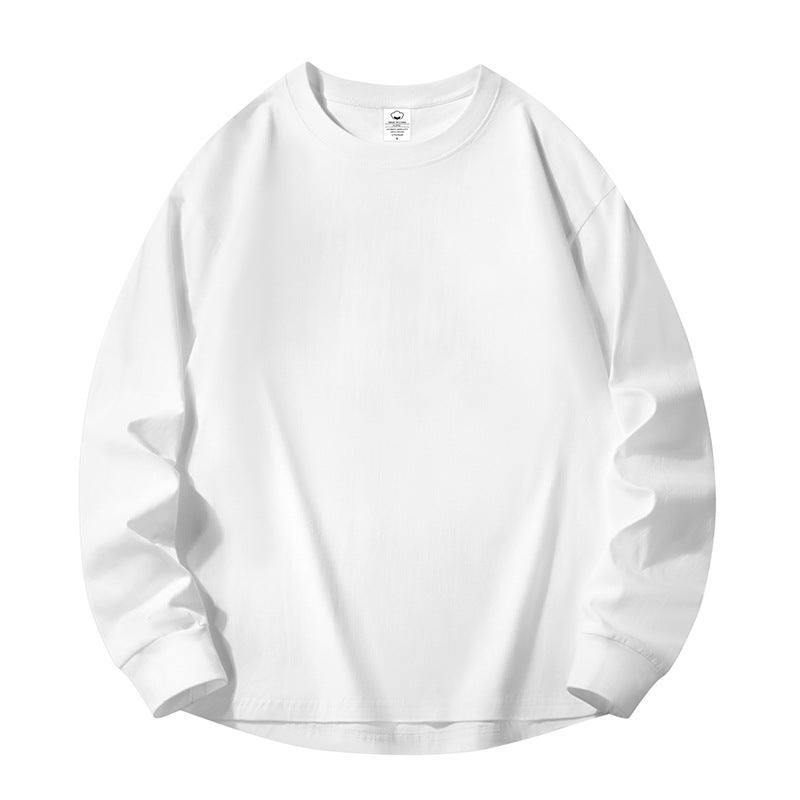230g Heavyweight Pure Color Swallowtail Long-Sleeved Bottoming T-Shirt Loose Off-Shoulder Combed Cotton Same Style for Men and Women - 10X1000 - Image 3