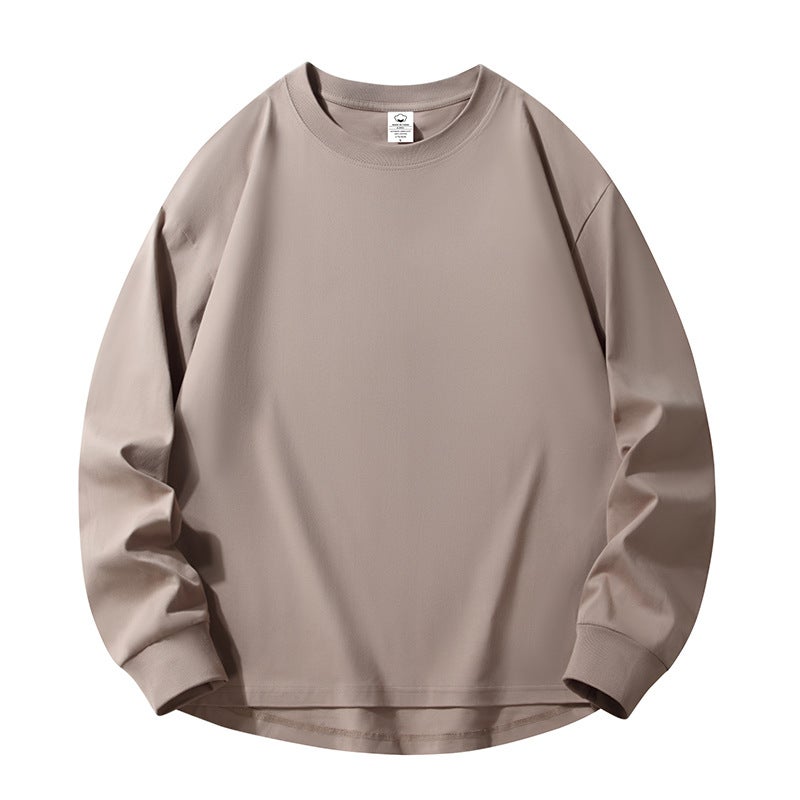 230g Heavyweight Pure Color Swallowtail Long-Sleeved Bottoming T-Shirt Loose Off-Shoulder Combed Cotton Same Style for Men and Women - 10X1000 - Image 5