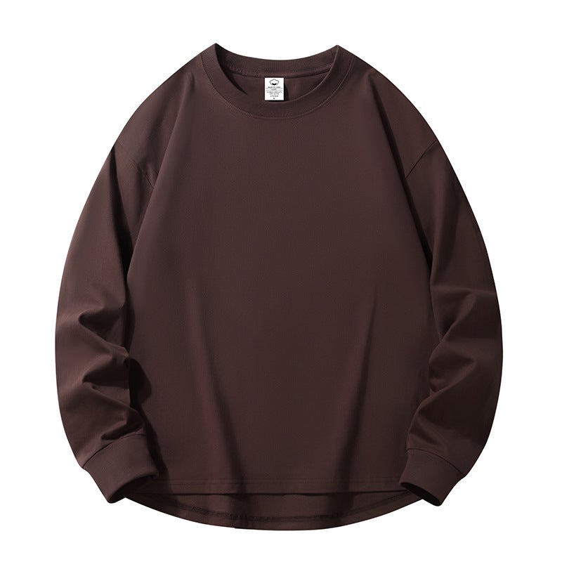 230g Heavyweight Pure Color Swallowtail Long-Sleeved Bottoming T-Shirt Loose Off-Shoulder Combed Cotton Same Style for Men and Women - 10X1000 - Image 4