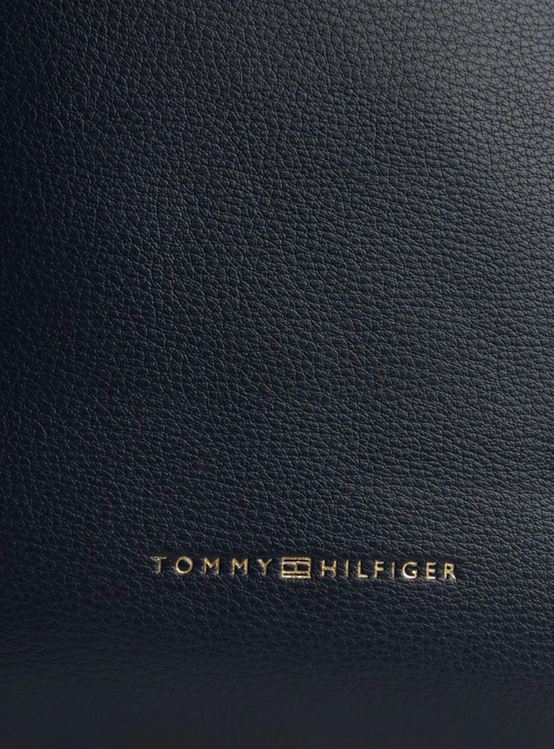 Tommy Hilfiger Space Blue Metallic Logo Webbing Flap Backpack for Women | Best Price UAE