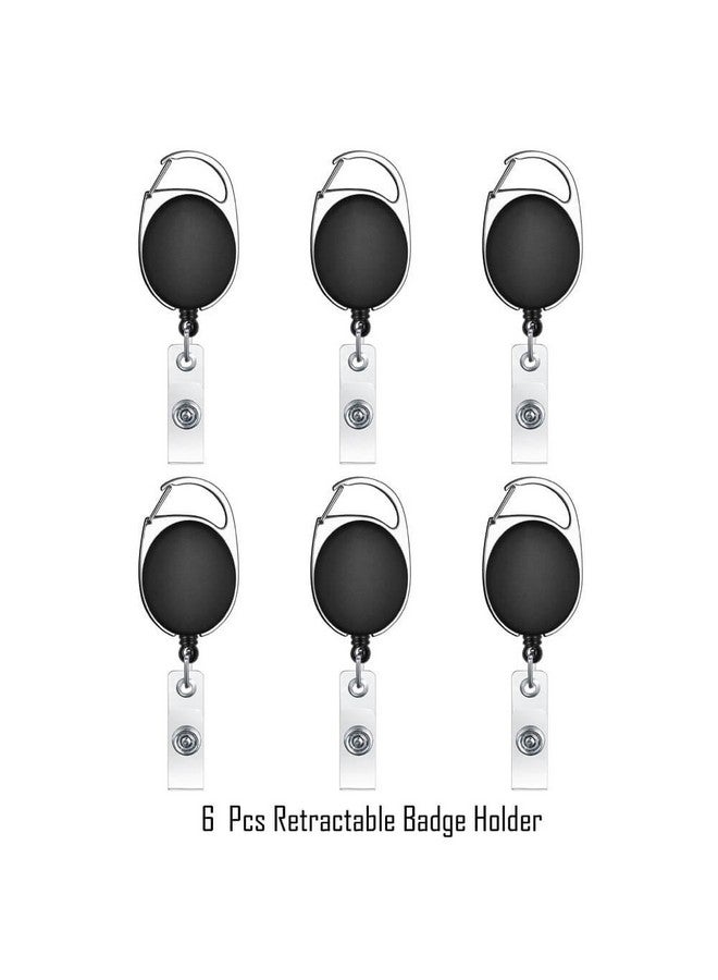 selizo 6Pcs Retractable Badge Holders Retractable Id Badge Clips Badge Reels Retractable With Carabiner Reel Clip - Image 2