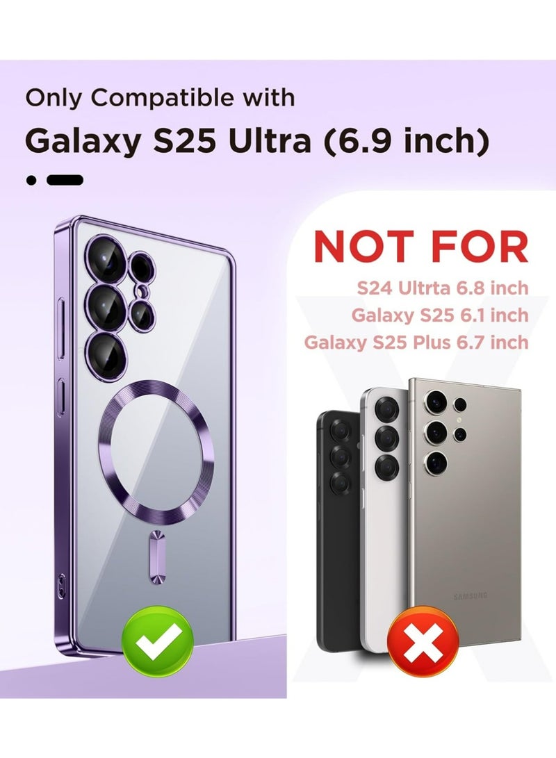 X-level Magnetic Case Compatible with Samsung Galaxy S25 Ultra,Compatible with MagSafe,[Full Camera Protection][Screen Protector]Shockproof Plating Clear Phone Cover for Galaxy S25 Ultra(Dark Purple/Clear)  - Image 3