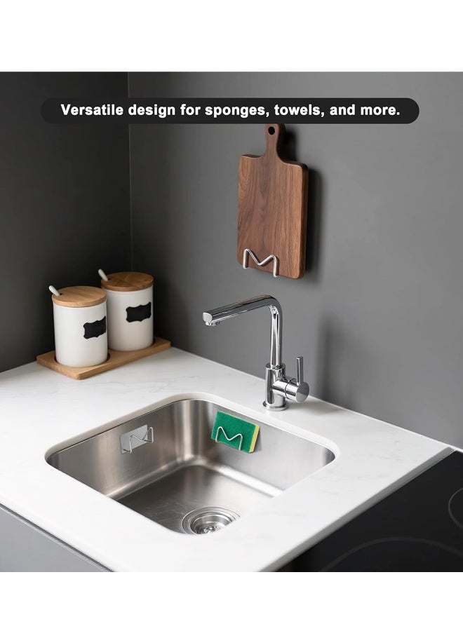 2PCS Magnetic Stainless Steel Hanging Sink Sponge Holder Quick Drying Caddy - Image 4