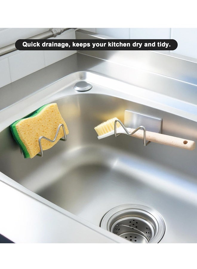 2PCS Magnetic Stainless Steel Hanging Sink Sponge Holder Quick Drying Caddy - Image 3