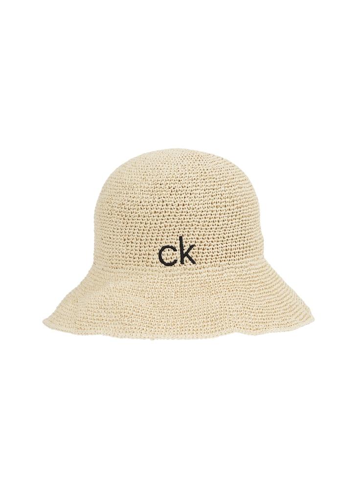 CALVIN KLEIN Wide Brim Straw Bucket Hat  - Image 1