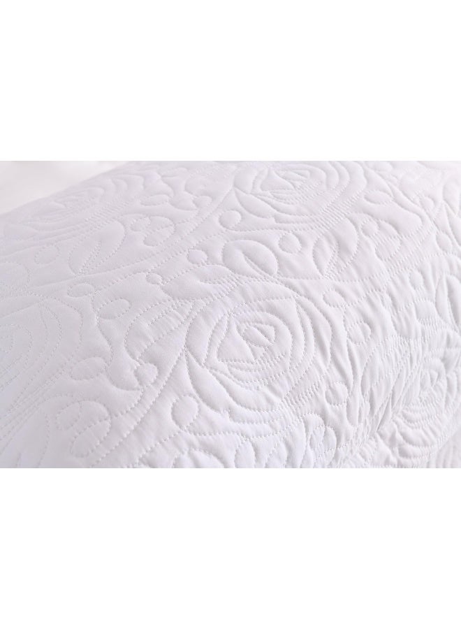 MarCielo 2Piece Embroidered Pillow Shams Decorative Microfiber Pillow Covers Set Standard Size White - Image 2