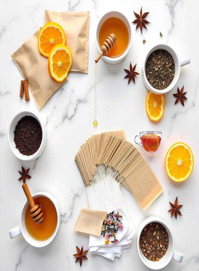 Dwuww 100 Pcs Brown Disposable Tea Bags For Loose Leaf Tea, Unbleached Tea Filter Bags With Drawstring, And Compostable，Tea Strainers and Filters，Tea Filters - Image 2