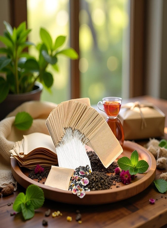 Dwuww 100 Pcs Brown Disposable Tea Bags For Loose Leaf Tea, Unbleached Tea Filter Bags With Drawstring, And Compostable，Tea Strainers and Filters，Tea Filters - Image 4