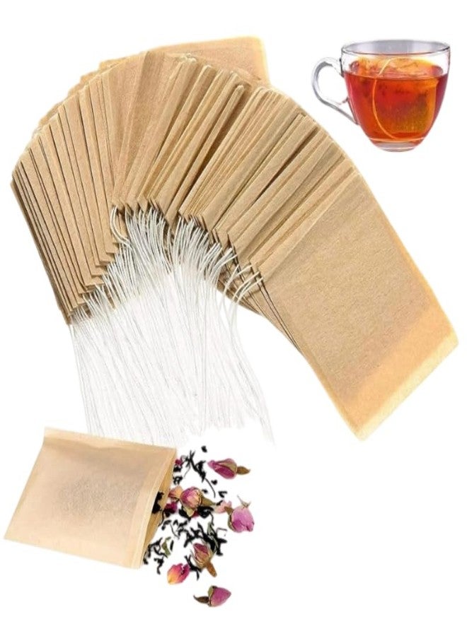 Dwuww 100 Pcs Brown Disposable Tea Bags For Loose Leaf Tea, Unbleached Tea Filter Bags With Drawstring, And Compostable，Tea Strainers and Filters，Tea Filters - Image 1