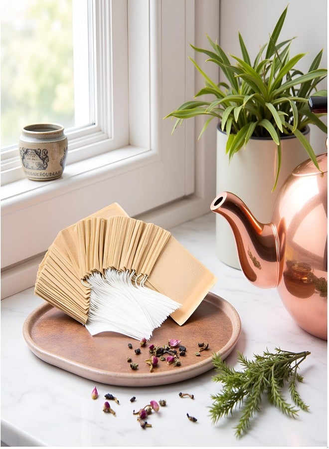 Dwuww 100 Pcs Brown Disposable Tea Bags For Loose Leaf Tea, Unbleached Tea Filter Bags With Drawstring, And Compostable，Tea Strainers and Filters，Tea Filters - Image 5