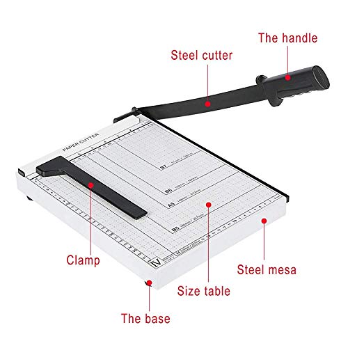 True-Ally 12 Inch A4 Steel Heavy Duty Professional Paper Cutter Guillotine Paper Trimmer Machine White (A4, B5, A5, B6, B7) (White) - Image 4