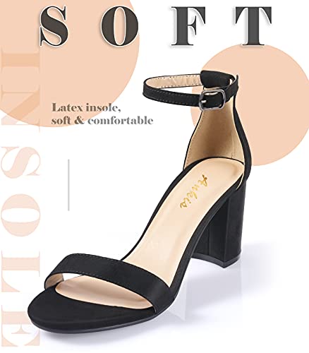 Ankis Black Heels for Women - Open Toe Ankle Strap Chunky Heel Pump Sandals Party Wedding Strappy Buckle Sandals Standard Size 2.75 Inches Tall Thick Heel Design… - Image 5