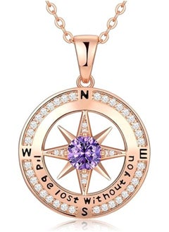 Zifeel Compass Necklace Gifts for Women wife - S925 Sterling Silver Birthstone Necklaces for Women - Anniversary Birthday Gifts for Her Wife Girlfriend - Valentines Day Mom Mother’s Day  Gifts  - Image 1