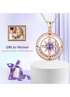 Zifeel Compass Necklace Gifts for Women wife - S925 Sterling Silver Birthstone Necklaces for Women - Anniversary Birthday Gifts for Her Wife Girlfriend - Valentines Day Mom Mother’s Day  Gifts  - Image 3