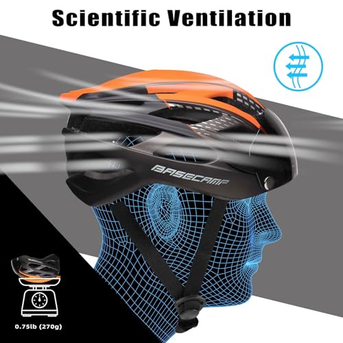 BASECAMP Bike Helmet, Basecamp Bicycle Helmet with Rear Light & Detachable Magnetic Goggles Lightweight Cycling Helmet Adjustable for Adult Men Women Mountain & Road (BC-069) - Image 4