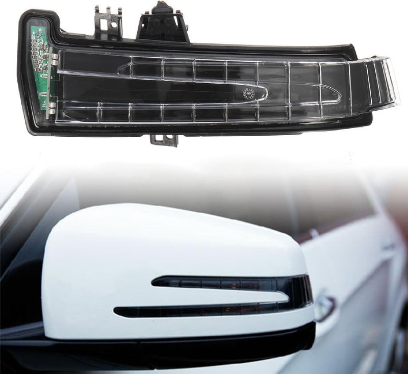 GSRECY ضوء مؤشر المرآة الخارجية متوافق مع مرسيدس A B C CLA GLA GLK الفئة W204 W212 W221 W176 W246 X204 W218 ضوء علامة أصفر LED للمرآة الجانبية (الجانب الأيسر) - Image 1