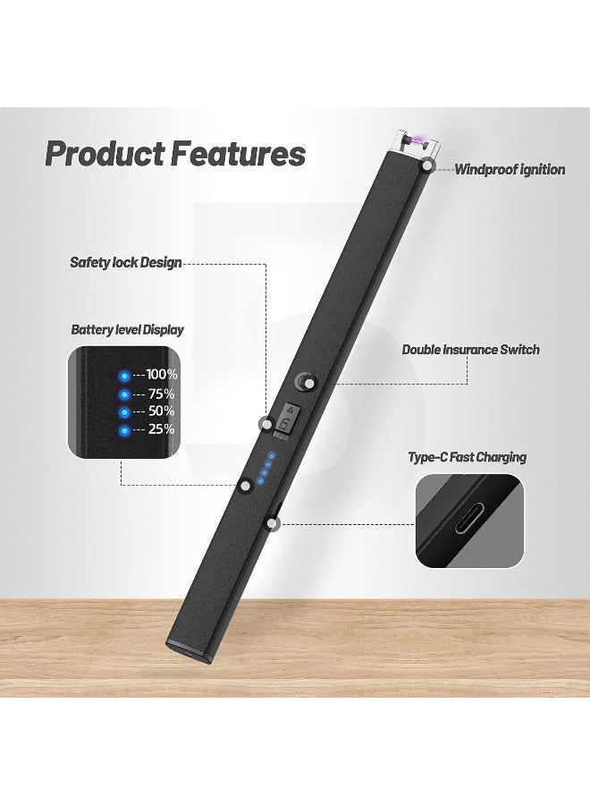 Electric Candle Lighter Plasma Arc Lighters Windproof & Flameless USB Rechargeable with Safety Switch - Image 2