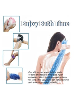 Excefore African Exfoliating Net, 4 Pieces African Net Sponge, Nylon African Bathing Sponge Net, African Net Long Net Bath Sponge Shower Body Scrubber Back Scrubber Skin Smoother(Black,Blue,Pink,Purple)  - Image 4