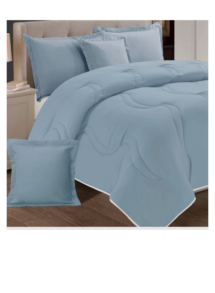 بلو سكاي مفرش سرير نفر ونص مصنوع من المايكروفايبر بنسبة 100% ، غطاء سرير بتصميم هندسي، قابل للاستخدام على الوجهين، طقم من 4 قطع، مقاس 230X170 سم - Image 4