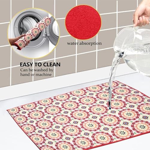 OAN Ultra Absorbent Reversible 58x38 cm Microfiber Dish Drying Mat and Protector for Kitchen Counter Tops, Sinks - Folds for Compact Storage - Extra Large, (Cirlce and Blue) (Pack of 2) - Image 5