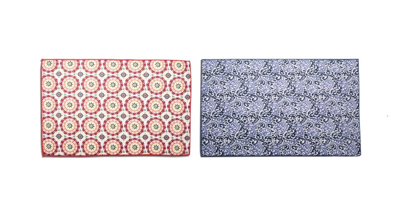 OAN Ultra Absorbent Reversible 58x38 cm Microfiber Dish Drying Mat and Protector for Kitchen Counter Tops, Sinks - Folds for Compact Storage - Extra Large, (Cirlce and Blue) (Pack of 2) - Image 1