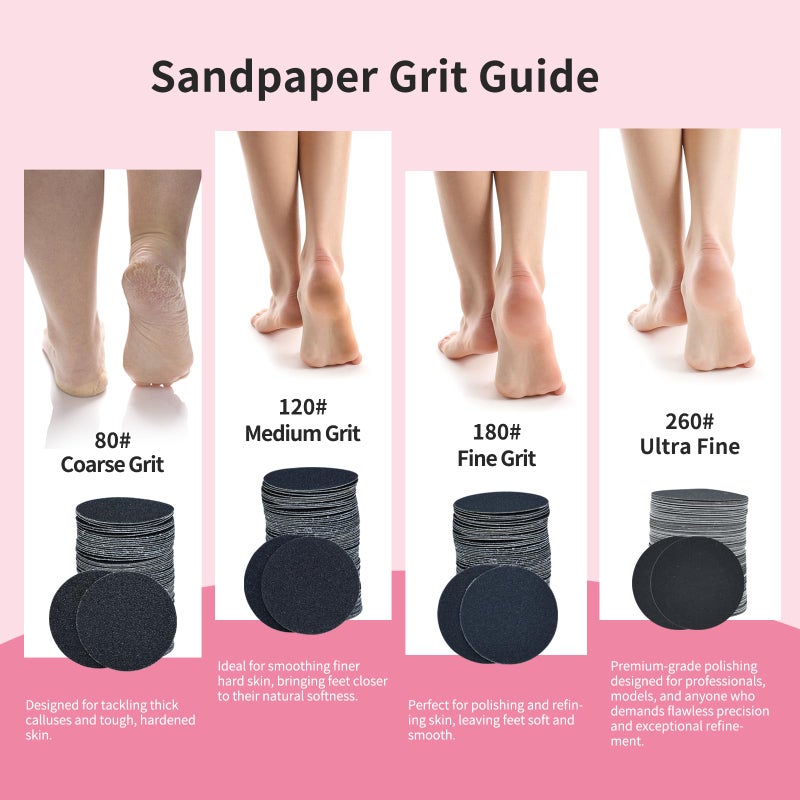 APRELM 120pcs Replaceable Sandpaper for Electric Foot Callus Remover, 180 Grit Fine Sandpaper Refill Discs - Image 3