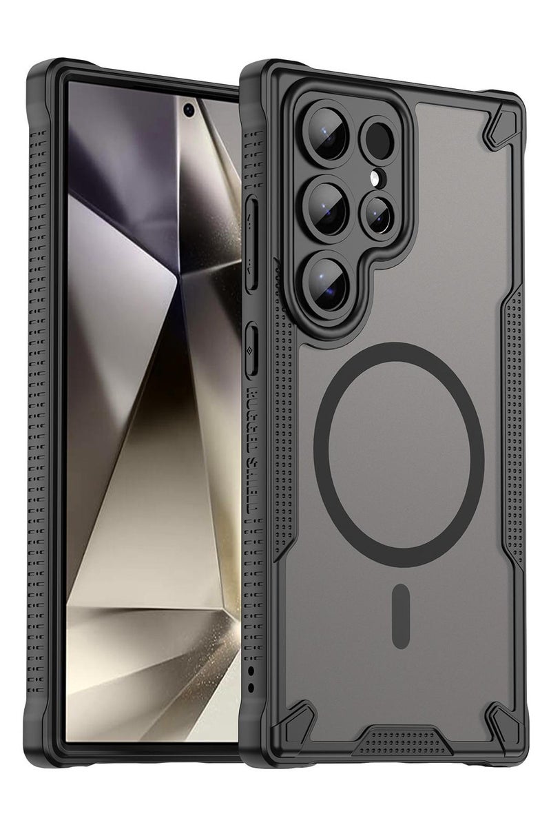 Cover For Samsung Galaxy S24 Ultra Armor Glaze MagSafe Magnetic Phone Case Raised edges around the screen and camera lens help prevent scratches - Black - Image 1