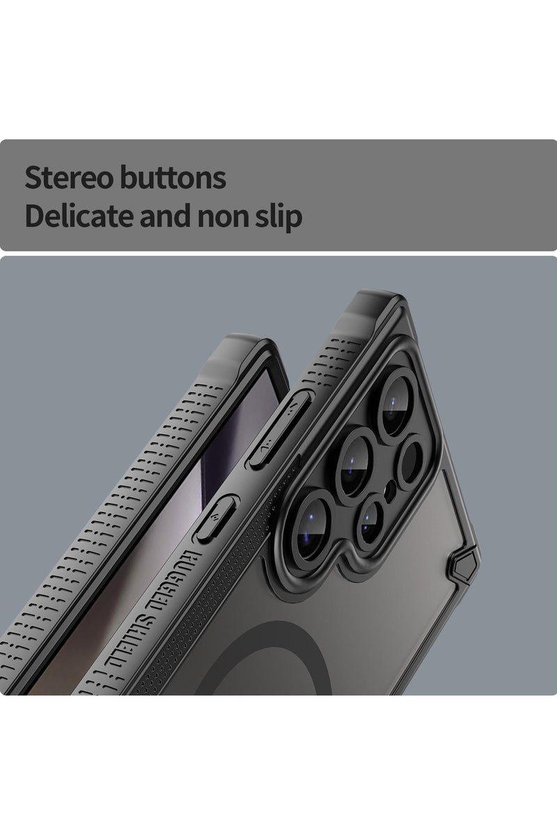 Cover For Samsung Galaxy S24 Ultra Armor Glaze MagSafe Magnetic Phone Case Raised edges around the screen and camera lens help prevent scratches - Black - Image 5