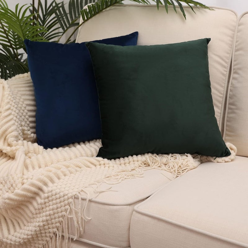 MZPSO Pack of 2, Velvet Super Soft Solid Decorative Square Throw Pillow Covers Set Cushion Case for Sofa Bedroom Car 20 x 20 Inch 50 x 50 cm, Dark Blue - Image 5