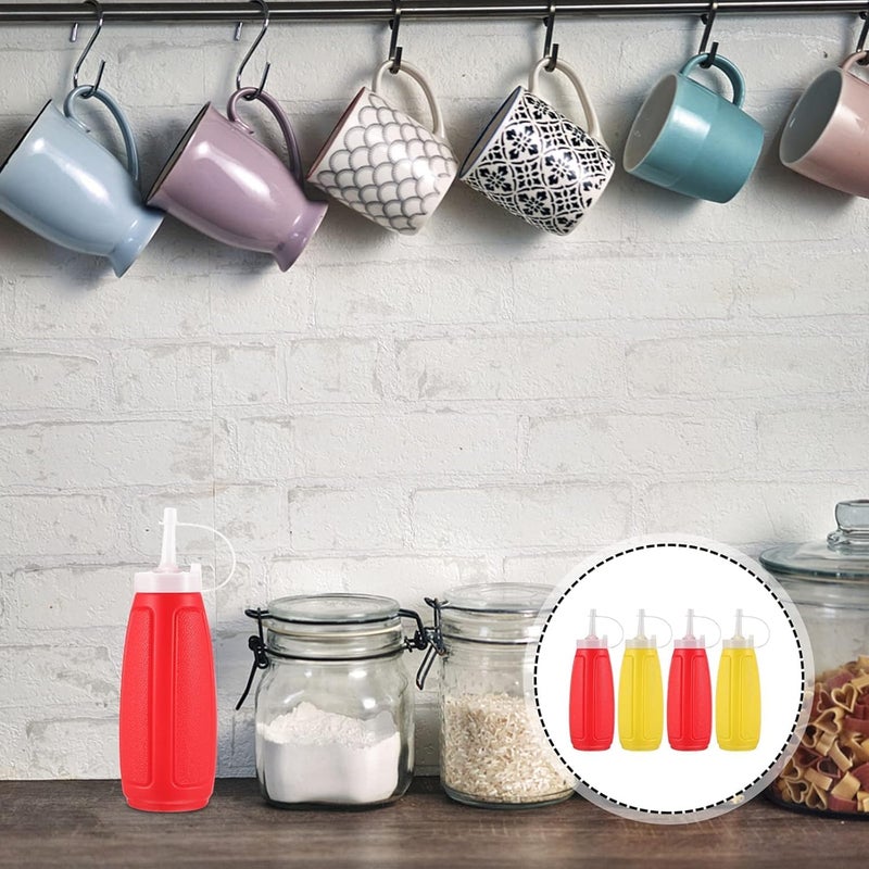 Cyrox Plastic Sauce Bottle for Kitchen, Squeeze Bottle Seasoning Soya Sauce Ketchup/Mustard Olive Oil Dispenser Bottles Set with Nozzle Cap Kitchen Cooking Accessories (2Pcs) - Image 2