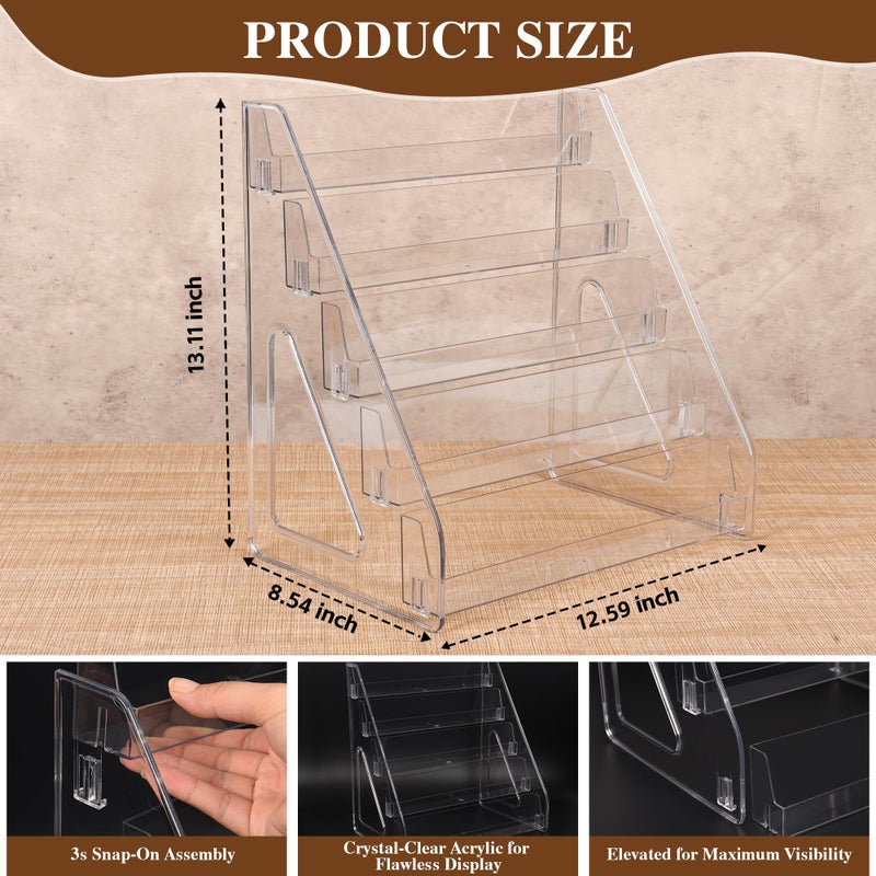 CELSOL Elevated 5 Tier Clear Acrylic Card Display Stand for Trading Cards, Sports Cards, Greeting Cards, Stickers â€“ Slanted Holder for PSA Slabs, Vendors, Collectors & Retail (5 Tier 1 Pack) - Image 2