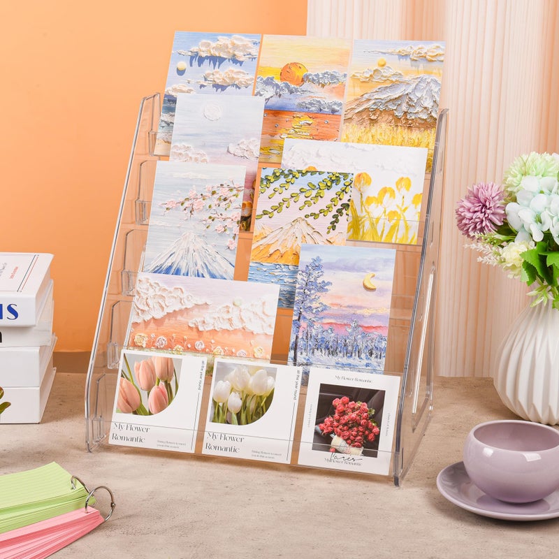 CELSOL Elevated 5 Tier Clear Acrylic Card Display Stand for Trading Cards, Sports Cards, Greeting Cards, Stickers â€“ Slanted Holder for PSA Slabs, Vendors, Collectors & Retail (5 Tier 1 Pack) - Image 4