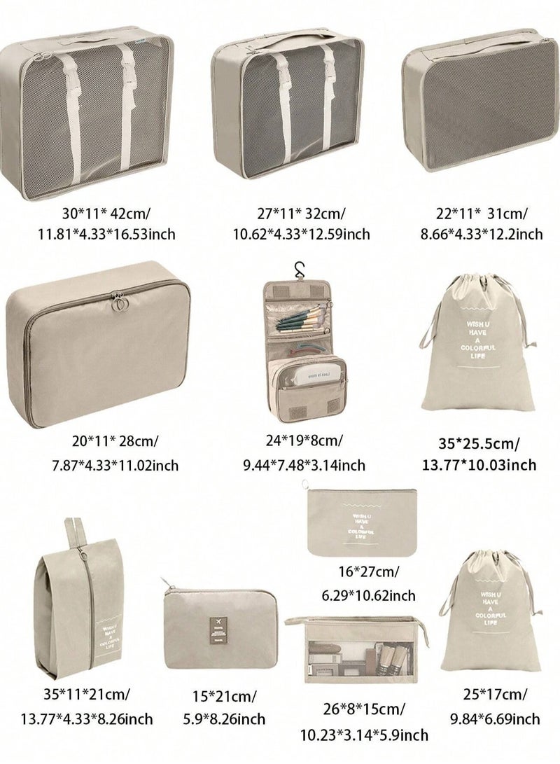 11-Piece Travel Packing Organizer Set – Durable Nylon Luggage Organizers with Foldable Packing Cubes, Hanging Toiletry Bag, Shoe Storage Pouches, and Drawstring Bags for Clothes and Accessories – Perfect for Efficient, Space-Saving Travel in Style  - Image 2