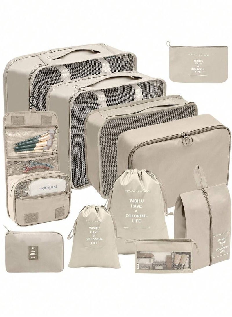 11-Piece Travel Packing Organizer Set – Durable Nylon Luggage Organizers with Foldable Packing Cubes, Hanging Toiletry Bag, Shoe Storage Pouches, and Drawstring Bags for Clothes and Accessories – Perfect for Efficient, Space-Saving Travel in Style - Image 2