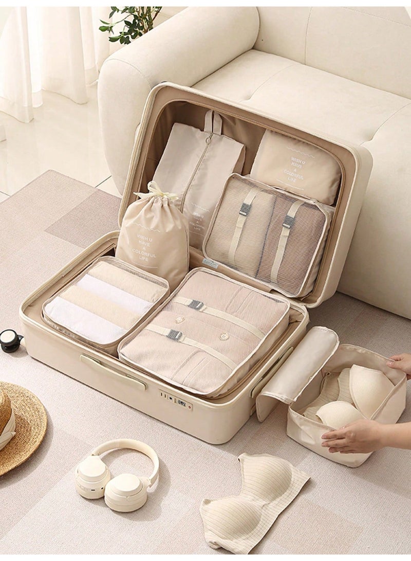 11-Piece Travel Packing Organizer Set – Durable Nylon Luggage Organizers with Foldable Packing Cubes, Hanging Toiletry Bag, Shoe Storage Pouches, and Drawstring Bags for Clothes and Accessories – Perfect for Efficient, Space-Saving Travel in Style - Image 1