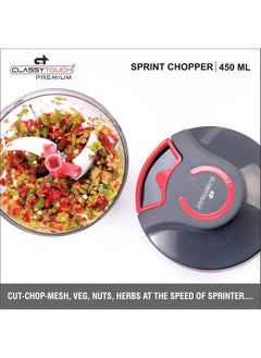 كلاسي تاتش مفرمة طعام CLASSYTOUCH Sprint Chopper مفرمة يدوية منتج عالي الجودة مع 4 شفرات حادة للغاية 450 مل  - Image 4