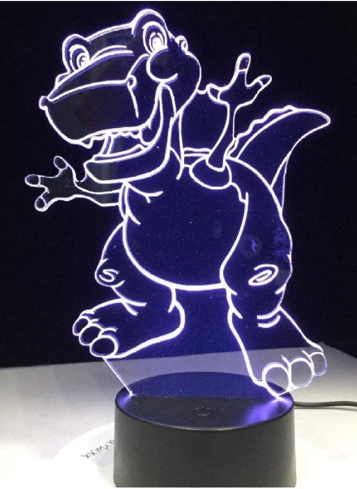 althiqahkey - Multicolour Cartoon Funny Dinosaur 3D LED Atmosphere Lamp Night Light 16 Colors Change Visual Table Bedroom Kids Toy Gift Desk Home Office Decor Art - Image 1