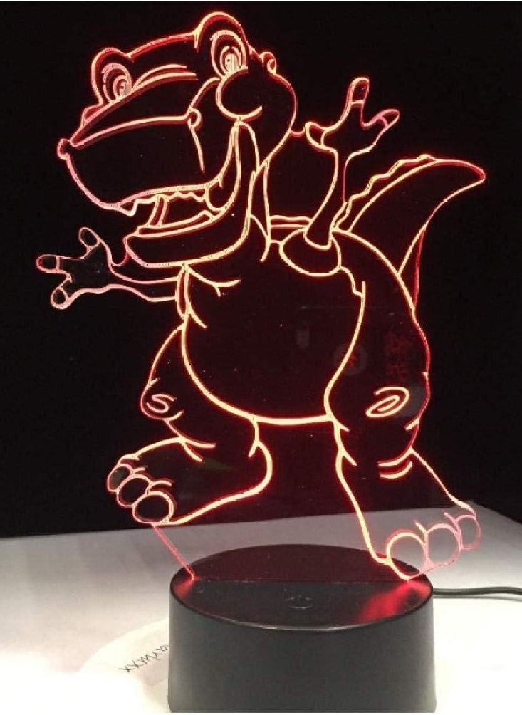 althiqahkey - Multicolour Cartoon Funny Dinosaur 3D LED Atmosphere Lamp Night Light 16 Colors Change Visual Table Bedroom Kids Toy Gift Desk Home Office Decor Art - Image 1