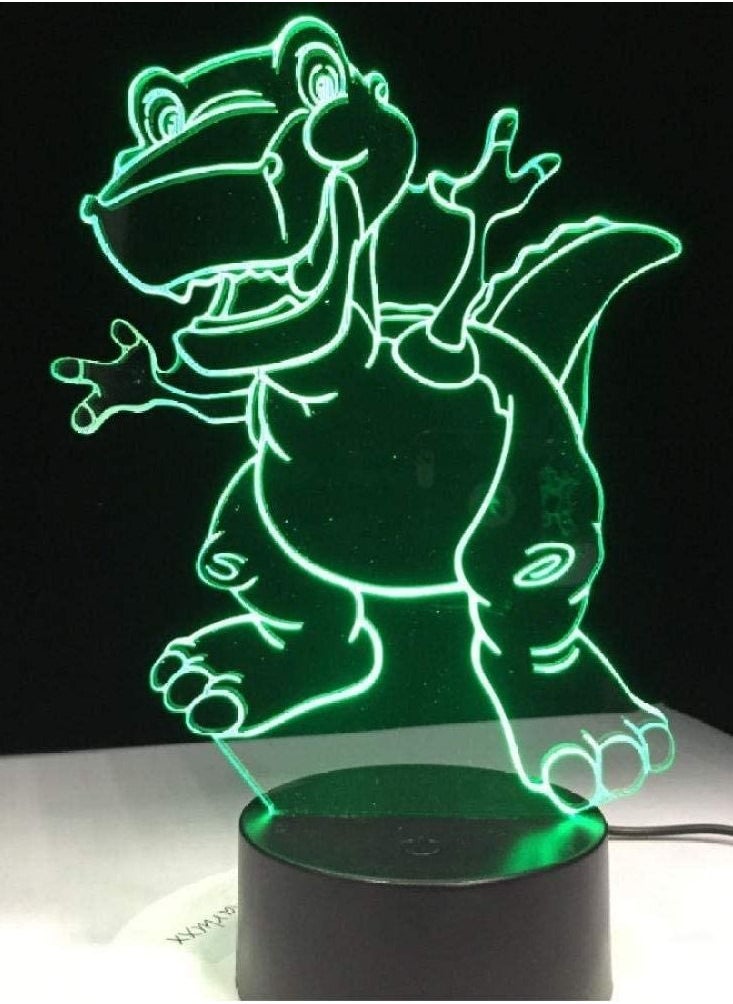 althiqahkey - Multicolour Cartoon Funny Dinosaur 3D LED Atmosphere Lamp Night Light 16 Colors Change Visual Table Bedroom Kids Toy Gift Desk Home Office Decor Art - Image 1
