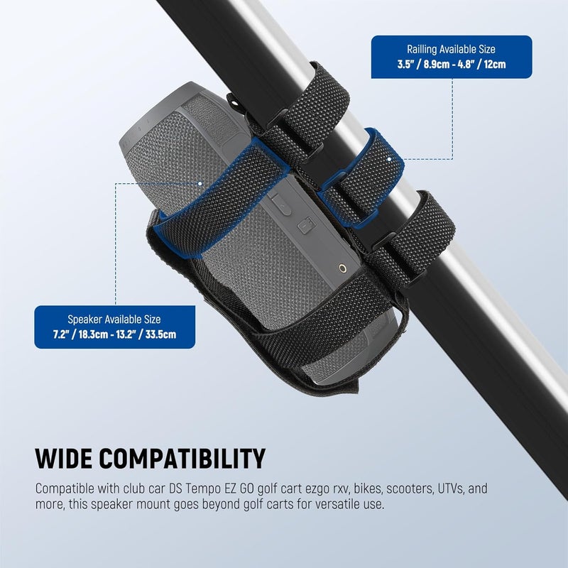 Neewer Portable Speaker Mount for Golf Cart Accessories, Heavy Duty Adjustable Nylon Strap Holder for Wireless Bluetooth Speaker, Club Car UTV ATV Bike Scooter Motorcycle, GF02S - Image 1
